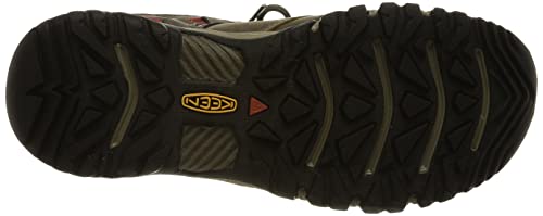 Keen Men's Ridge Flex Low Height Waterproof Hiking Shoes, Timberwolf/Ketchup, 12 Wide #TOP3