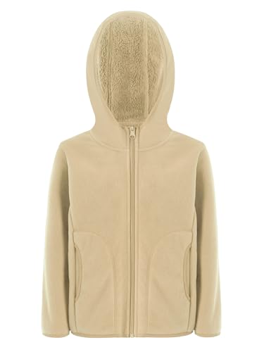 Kids Girls Boys Fleece Hooded Jacket Long Sleeve Sweatshirt Zipper Sherpa Coat for Outdoor Camping Hiking