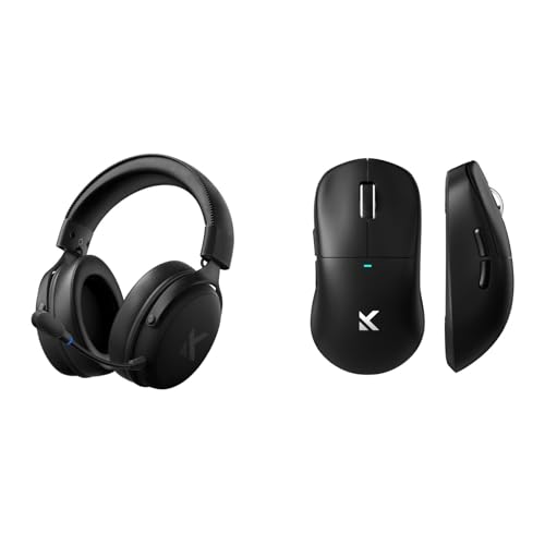 MCHOSE V9 PRO Wireless Gaming Headset, M7 Ultra Wireless Gaming Mouse, 7.1 Surround Sound, Noise Canceling Mic, Tri-Mode Connection, 8K Polling, 53g Lightweight Ergonomic, Black