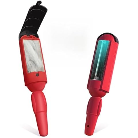 PAKEWAY 2 Pack Pet Hair Remover for Couch & Carpet, Reusable Lint Roller with Self-Cleaning Base, Dog & Cat Fur Remover, Portable Hair Removal Tool Cover