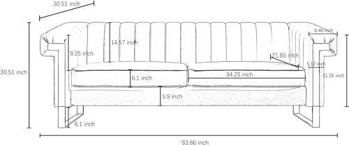 Kaiyo Mid-Century Velvet 3-Seat Sofa product image