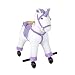 kinbor Rocking Horse Plush Kids Baby Girls Boys Pony Rocking Horse Unicorn Ride on Toy Walking Horse Children's Day Birthday Gift with Wheels & Neigh Sound