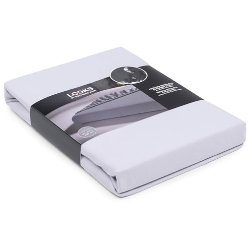 LOOKS by Wolfgang Joop Premium Spannbettlaken 180x200-200x200 cm - Interlook 100% Baumwolle, dick, weich & angenehm, 180 g/m², Matratzenhöhe bis 25 cm, Spannbettuch grau