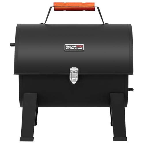 Royal Gourmet CC1619 Portable Tabletop Charcoal Grill, Convertible Lid-to-Grill Zone, Outdoor Compact Barrel BBQ Grill