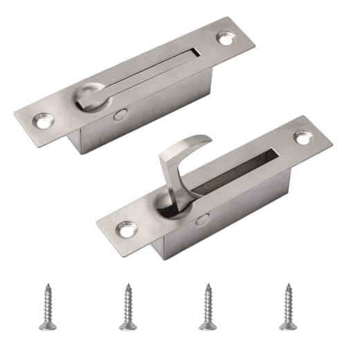 UFURMATE Flush Mount Door Pull, 2PCS 304 Stainless Steel Pocket Door Handle Brushed Flush Mount Edge Pull for Closet (100 * 20mm)