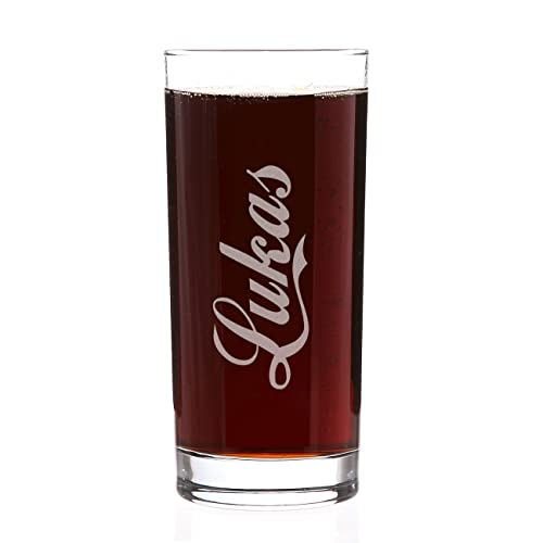 Herz & Heim® Modernes Trinkglas mit Namensgravur geschwungene Schrift