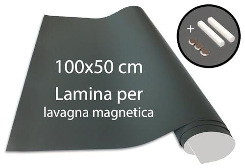 Cuadros Lifestyle Board Foil 100x50 cm | Pellicola magnetica e autoadesiva per lavagne in vinile | Lavagna magnetica | Pellicola magnetica | incl. gesso + magneti | Grigio