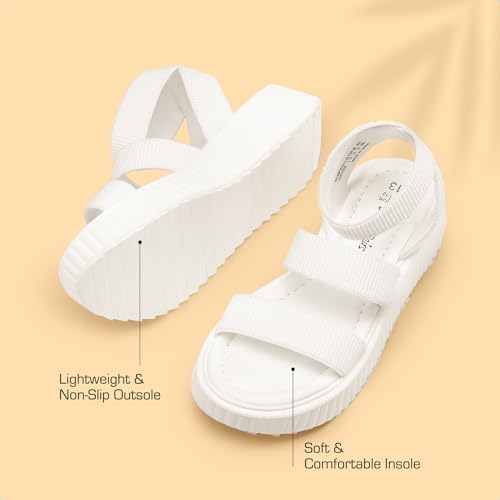Image of DREAM PAIRS Girls Flatform Wedge Open Toe Platform Summer Sandals with Buckle Ankle Strap for Little Kid /Big Kid