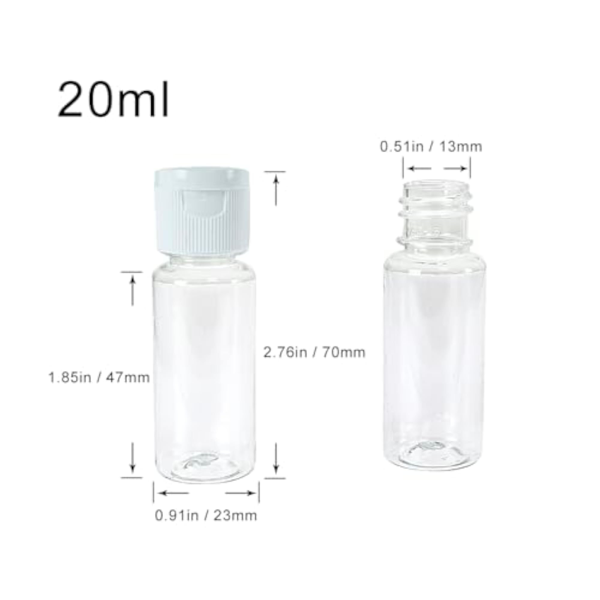 0.67 oz Plastic Squeeze Bottles with White Flip Cap