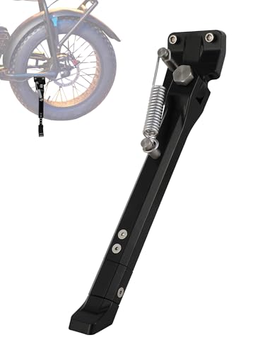 BAOUFF Kickstand for Ebike CNC Aluminum Adjuster Side Kick Stand for 24-29 Inch Electric Mountain Bike Bicycle with 40mm Mount Hole - Black
