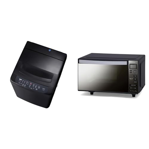 【セット買い】【Amazon.co.jp限定】アイリスオーヤマ 洗濯機 10kg ブラック TNI-100A1-B+電子レンジ 18L フラットテーブル