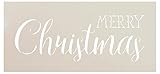 Merry Christmas Stencil by StudioR12 | Trendy Rustic Script Word Art | Reusable Mylar Template | Painting, Chalk, Mixed Media | Use for Crafting, DIY Home Decor | Select Size (17