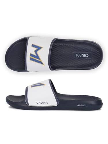 Image of CHUPPS Mi Ace Orange Navy Drift Orthopedic Slippers | Soft Footpharma Footbed | Breathable Ventilation Holes | Lightweight Flip Flops | Anti-Skid Chappals for Everyday For Mens