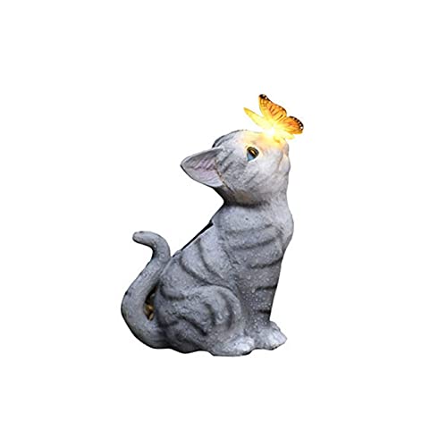 Statue de chat solaire extérieur pour illuminer un jardin sombre sans câbles