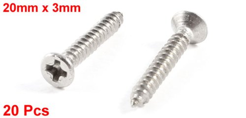 Tornillo autorroscante acero inoxidable 3 mm x 20 mm 20 piezas miniatura 2