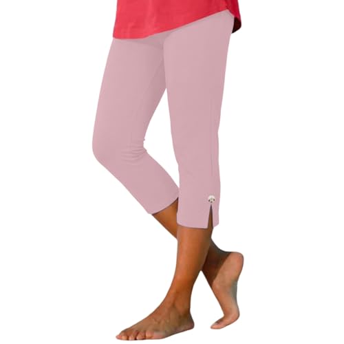 Pantalones Chándal Mujer Pantalones Cortos Casuales Modernos de Botones para Uso Diario cómodos y Elegantes en Color sólido (L)