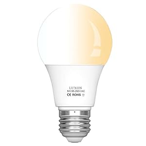 LUXON 5W A19 Radar Detector Dusk to Dawn 50W Equivalent Smart Led Lamp Lighting Indoor Outdoor Motion Sensor Bulb Auto On/Off E26 Base Soft White 2700K