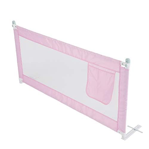 Dhouse Bed Guard Bed Rail Foldable and Adjustable Bed Rail 150x80CM for Protecting Your Children Toddler Bed Guard Adjustable Height Anti-Fall Bed Guard Pink