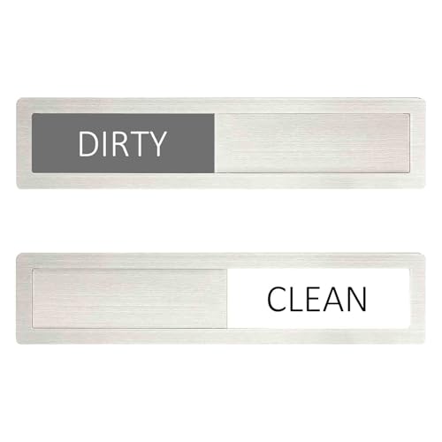 Clean Dirty Sign,Clean Dirty Stainless Steel Dishwasher Magnet Sign,Dish Wash Silder Magnet for Kitchen,Kitchen Dishwasher Magnets Sign, No-Scratch Strong Magnets, Dirty Clean Indicator with 3 Double-Sided Stickers
