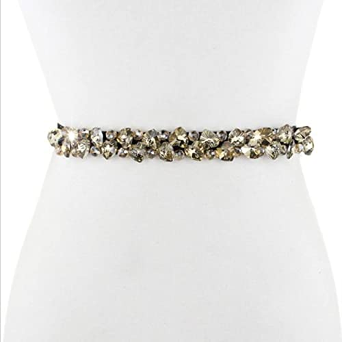 Women Bridal Skinny Rhinestone Elastic Embellished Waist Belt Crystal Girdle Elegant Wedding Dress Belt