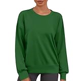 Pull Femme Hiver Chaud Chic Sweatshirt À Capuche Femme Pull Col Rond Femme Sweatshirt Femme Oversize Sweat Sport Femme sans Capuche Sweat Femme Coton Imprimé Sweat Femme Vert M