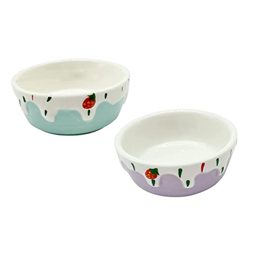 GALPADA 2Pcs Ceramic Pet Bowls for Animals Durable Hamster Feeder Containers Easy to Clean Compact Design for Food and Water