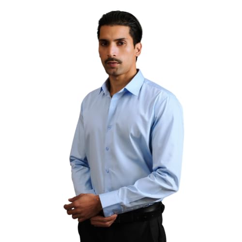 Image of BEYOURS Men's Full Sleeve Shirt Regular Fit Spread Collar 100% Cotton Satin Office & Formal.