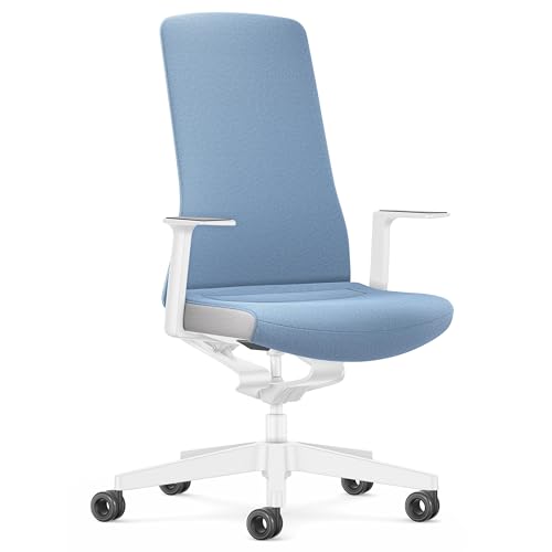 Interstuhl Bürostuhl Pure Interior Edition - Der Schreibtischstuhl der Sich an Gewicht und Bewegung anpasst - ergonomische Smart-Spring Technologie - Made in Germany (1D-Armlehne, Hellblau | Weiß)