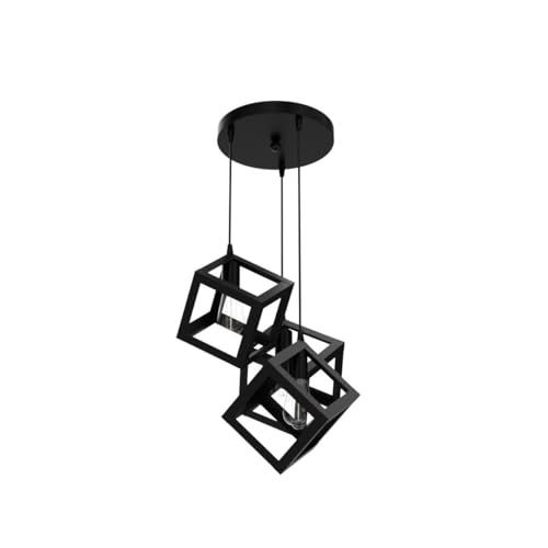 Image of Vintage Black Metallic Hanging Pendant Ceiling Lamp, for Bedroom, Living Room, Hotel, Cafe, Balcony Decor (Cube Hanging LAMP)