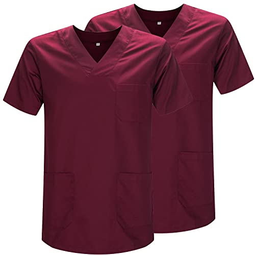 MISEMIYA - Packung 2 STK. - SANITÄRE CASACA Unisex SANITÄRE Uniformen SANITÄRE UNIFORM MEDIZINISCHE UNIFORM - Ref. 817 * 2-3XL, Granat 21