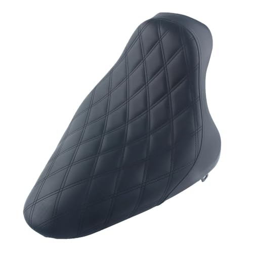 Siège solo de moto en cuir synthétique avec coutures noires de style