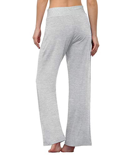 Longyuan Womens Drawstring Palazzo Comfy Loungewear Wide Leg Pants Elastic Pajama Bootcut Sweatpant X-Large Gray #TOP2