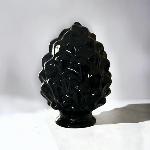 GMM Sicilian Pine Cone, Artistic Pine Cone, Classic, Modern, Decorative, Ornamental, Pinecone Ornament Sicilian Design, Typical Object, Favor 10 cm H (Ceramic-Black) - Image 3