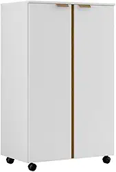 ArmáRio Para Lavanderia Com RodíZios, 2 Portas, 3 Prateleiras E FunçãO De Armazenamento(branco canela)