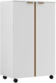 ArmáRio Para Lavanderia Com RodíZios, 2 Portas, 3 Prateleiras E FunçãO De Armazenamento(branco canela)