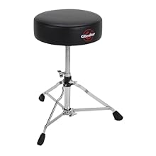 13″ vinyl, round throne top Single braced tripod base Compact and lightweight Cast height adjust collar with nylon bushing Knurled adjustable height stem