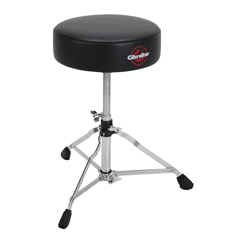 Gibraltar Drum Throne with Adjustable Height, Round Seat, Single-Braced Drum Stool, Lightweight Portable Design, Comfortable Cushion, Ideal for Practice, Travel, or Gigs, 4000 Series (4608)