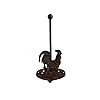 De Leon Collections Cast Iron Brown Rustic Western Farmhouse Country Rooster Chicken Freestanding Paper Towel Holder