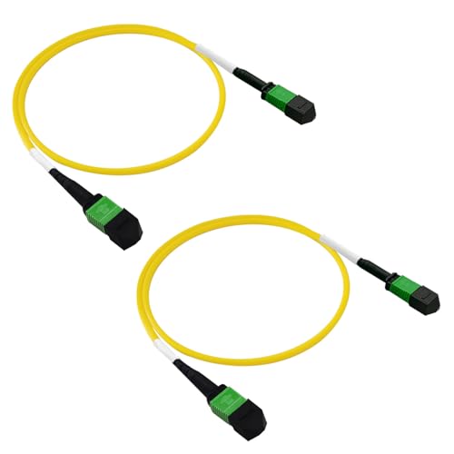 Image of 2Pcs 0.5m MPO Fiber Optic Patch Cord, Single Mode Cable Jumper Plug, Female to Female, 12 Core 6 Channel Type B, APC end face, LSZH 3.0mm G657A1, Compatible with 8 Core 4 Channel MPO