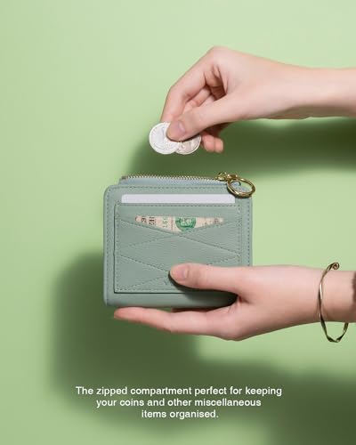 Vulkitty Wallet for Woman RFID Blocking Bifold Small Compact Leather Wallets Zipper Pocket Purse Large Capacity Card Hold Case with ID Window - Image 5