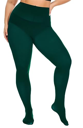 Image of DUCMODA Plus Size Tights for Women, Ultra Soft Solid Color Semi-Opaque Pantyhose, Nylon High Waist Stockings 1X 2X 3X 4X