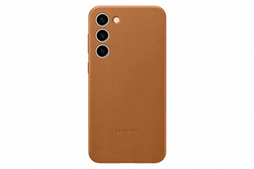 Samsung Leather Smartphone Case EF-VS916 für Galaxy S23+, Handy-Hülle, Echtleder, Schlankes Design, Camel – Ansicht 1