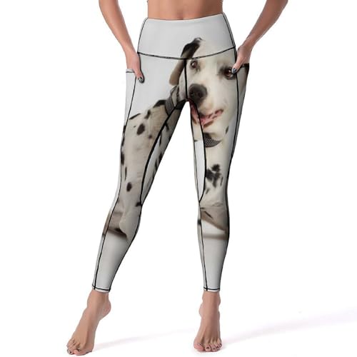 Legging dalmatien extensible taille haute pantalon de sport gym S