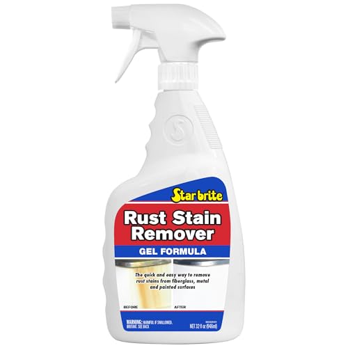 STAR BRITE Rust Stain Remover Gel Formula Clinging Rust Cleaner for Fiberglass Metal Vinyl Painted Surfaces & More Fast-Acting Marine-Grade Stain Removal