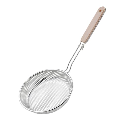 LOEFLIFA ステンレス製大漏勺 長柄スロット付きストレーナースキマー 茹で麺や揚げ物用油水切りスプーン 使いやすく熱から守る調理器具