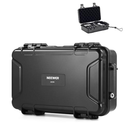 NEEWER Hard Case Compatible with DJI Osmo Action 5 Pro / 4/3 Camera IP67 Waterproof Dustproof Shockproof Portable Travel Storage Case with Custom Foam Inserts & 12 Slots for Accessories AC031