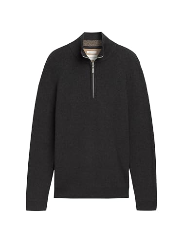 Tom Tailor Herren Troyer Strickpullover aus Baumwolle, 10617 - Black Grey Melange, S – Ansicht 4