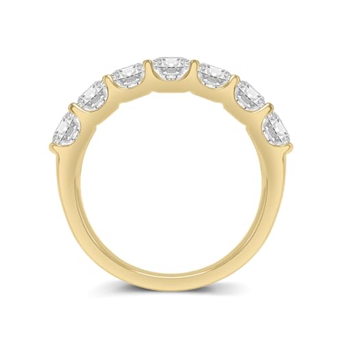 TimeLess Classics 14K Gold Lab Grown Seven Stone Diamond Anniversary Bands and Wedding Rings For Women (Available From 0.50-3 CTW) (Available Ring Size: 4.5 to 10)3