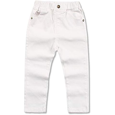 GLEAMING GRAIN Boys Adjustable Waist Chino Pant Little Boys Cotton Uniform Pull-On Pants for Spring Autumn White Cover