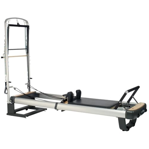TieDex Peak PilateSystem Deluxe PPS – Pilates Reformer 3 in 1, Half Cadillac & Twin Mat, attrezzatura da studio convertibile con sistema a 5 molle, barra regolabile e design pieghevole salvaspazio